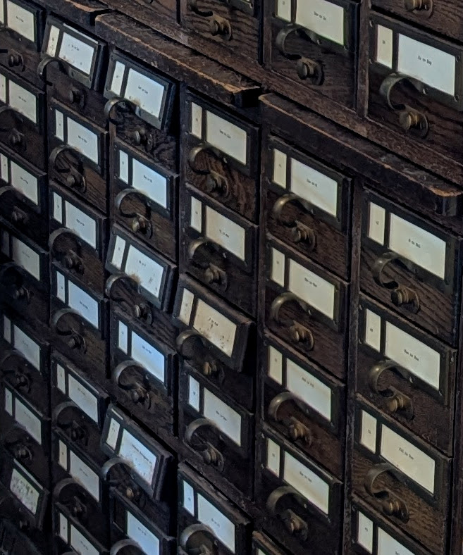 Card catalog drawer in Provincetown.